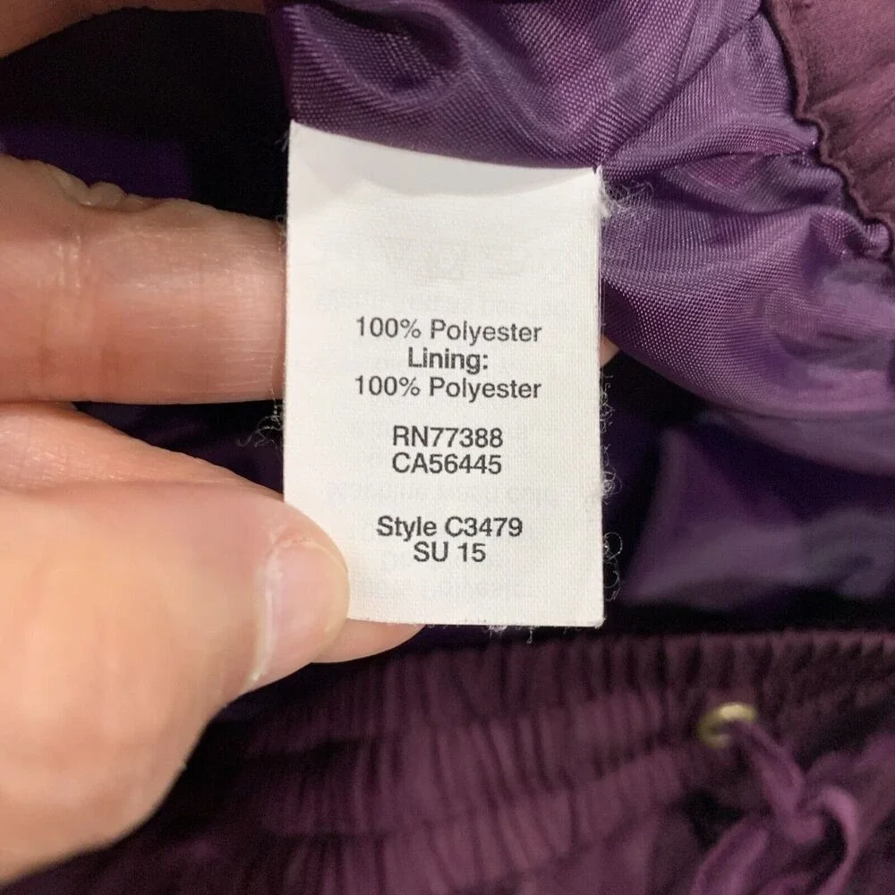 J. Crew Factory Size 0 Skirt Laser Cut Purple Plum Full Lined Drawstring Women's